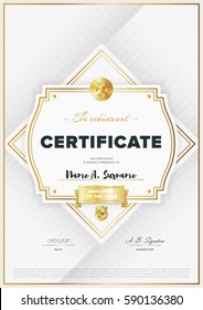Certificate vector template. Diploma design. Graduation, achievement, success layout.