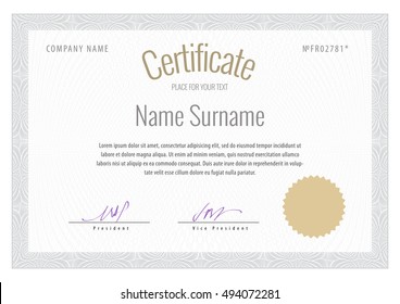 Certificate. Vector Template diplomas currency. Award background Gift voucher.