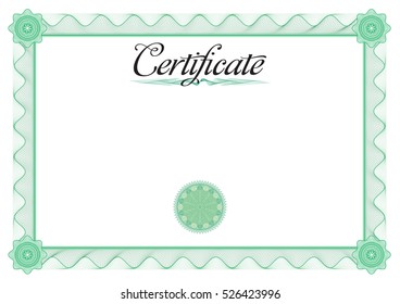 Certificate. Vector template diplomas, currency. Size A4,  297 x 210 mm