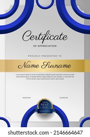 Plantilla vectorial de certificado con concepto de diseño moderno corporativo o educativo. Certificado de diploma, diseño de prima de reconocimiento de premio