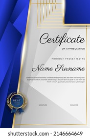 Certificate vector template with modern corporate or education design concept. Diploma certificate, award recognition premium design