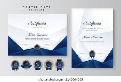 Certificate vector template with modern corporate or education design concept. Diploma certificate, award recognition premium design