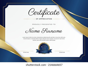 Certificate vector template with modern corporate or education design concept. Diploma certificate, award recognition premium design