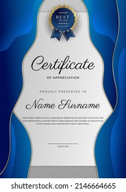 Certificate vector template with modern corporate or education design concept. Diploma certificate, award recognition premium design