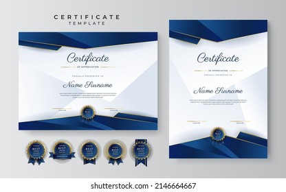 Plantilla vectorial de certificado con concepto de diseño moderno corporativo o educativo. Certificado de diploma, diseño de prima de reconocimiento de premio