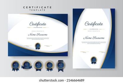 Certificate vector template with modern corporate or education design concept. Diploma certificate, award recognition premium design