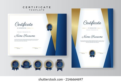 Plantilla vectorial de certificado con concepto de diseño moderno corporativo o educativo. Certificado de diploma, diseño de prima de reconocimiento de premio