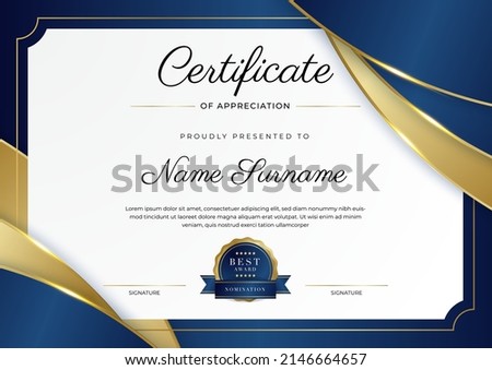 Certificate vector template with modern corporate or education design concept. Diploma certificate, award recognition premium design