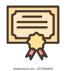 Certificate Vector Thick Line Filled Colors Icon For Personal And Commercial Use.
