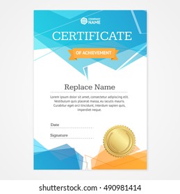 Certificate Vertical Template with Abstract Speech Bubble. Vector illustration
