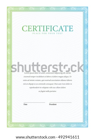 Certificate. Vertical Template diplomas currency. Award background Gift voucher. Vector