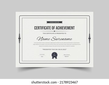 Certificate vintage design template, Diploma Certificate vector template, Certificate of Appreciation, white Certificate Template Vector Design