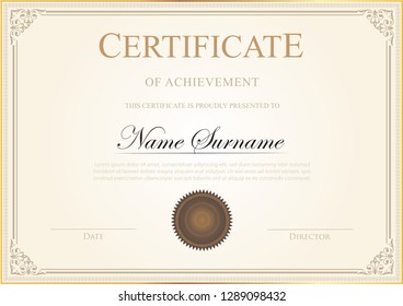 Certificate Vintage Template Stock Vector (Royalty Free) 1289098432 ...