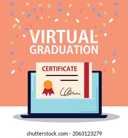 Certificate Virtual Graduation Celebration Icon