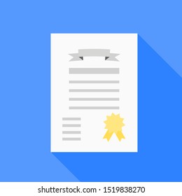 certificate warranty icon on blue background. vector illustartion
