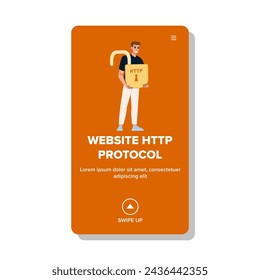 certificate website http protocol vector. browser domain, safe technology, access secure certificate website http protocol web flat cartoon illustration