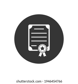 Certificate white icon in flat style. Vector