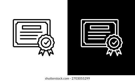 Design do Conjunto de Ícones de Branco do Certificado
