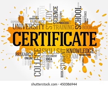 CERTIFICATE word cloud collage, education concept background