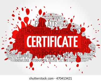 CERTIFICATE word cloud collage, education concept background