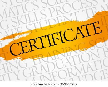 CERTIFICATE word cloud, education business concept