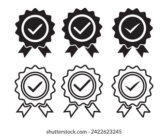 Conjunto de iconos certificados, Símbolo de garantía, etiqueta de la marca de marca de verificación de certificado. La mejor elección recomendada para la certificación de productos de primera calidad y el sello de certificado aprobado por garantía