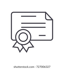 certificate,diploma vector line icon, sign, illustration on background, editable strokes
