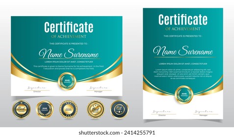 Certificates of appreciation template design with luxury badge. For award, business, and education needs. Diploma vector template