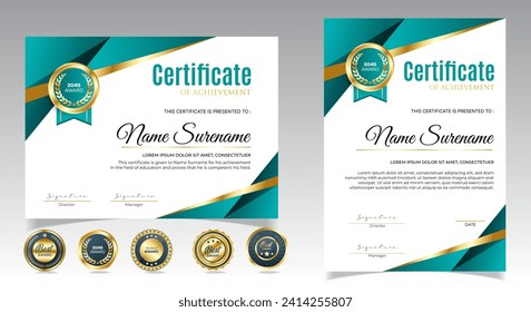 Certificates of appreciation template design with luxury badge. For award, business, and education needs. Diploma vector template