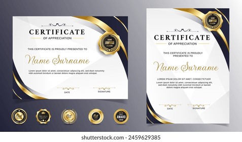 Certificates of appreciation template design with luxury badge. For award, business, and education needs. Diploma vector template