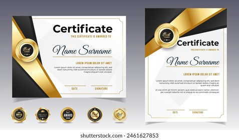 Certificates of appreciation template design with luxury badge. For award, business, and education needs. Diploma vector template