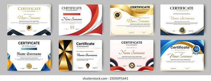 Certificates of appreciation template design with luxury badge. For award, business, and education needs. Diploma vector template