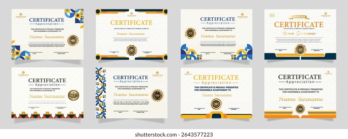 Certificates of appreciation template design with luxury badge. For award, business, and education needs. Diploma vector template