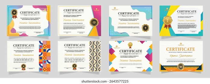 Certificates of appreciation template design with luxury badge. For award, business, and education needs. Diploma vector template