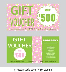 Certificates with a cheerful children's pattern. Vector gift certificates for purchase in children's stores.