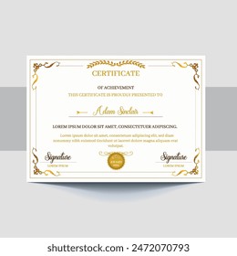 Certificates of completion template with luxury and modern golden line and shapes. Horizontal certificate for award, business, and education needs