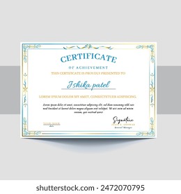 Certificates of completion template with luxury and modern golden line and shapes. Horizontal certificate for award, business, and education needs