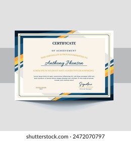 Certificates of completion template with luxury and modern golden line and shapes. Horizontal certificate for award, business, and education needs