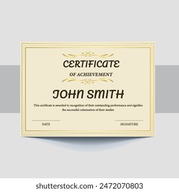 Certificates of completion template with luxury and modern golden line and shapes. Horizontal certificate for award, business, and education needs