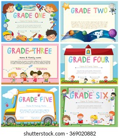 Certificates with education theme background illustration
