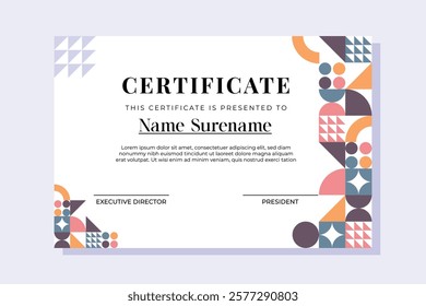 certificates of Graduation and Appreciation background design with geometric scandinavian bauhaus seamless pattern art work design