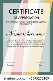 Certificates of graduation and appreciation design. Geometric scandinavian bauhaus art work design