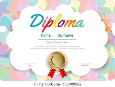 Certificates Kindergarten Elementary Preschool Kids Diploma Stock ...