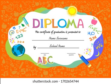 Certificates Kindergarten Elementary Preschool Kids Diploma Stock ...