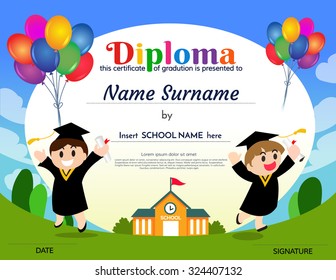 Certificates kindergarten and elementary school diploma certificate design template background