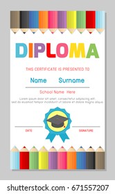 Certificates pattern design template for school kindergarten and elementary, Preschool Kids,  vector illustration.