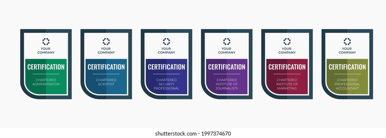 Certification badge business in category template. Emblem certified chartered icon vector illustration.