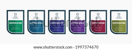 Certification badge business in category template. Emblem certified chartered icon vector illustration.