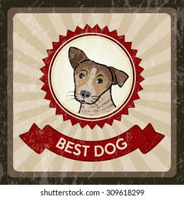 Certification card for best dog / friend. Vector illustration.