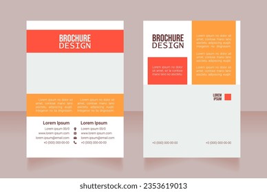 Certification course blank brochure design. Template set with copy space for text. Premade corporate reports collection. Editable 2 paper pages. Bebas Neue, Lucida Console, Roboto Light fonts used